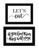 Set Of Two Lets Eat or Feed Them 2 Black Framed Print Kitchen Wall Art - Homeroots - Flyclothing LLC