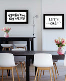 Set Of Two Lets Eat or Feed Them 2 Black Framed Print Kitchen Wall Art - Homeroots - Flyclothing LLC