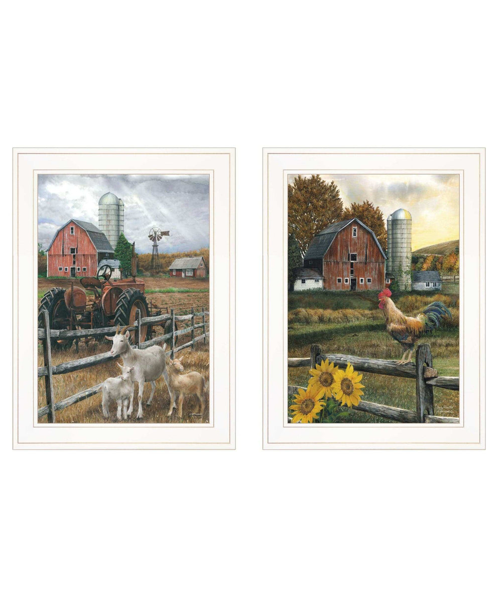 Set Of Two Farm Life White Framed Print Wall Art - Homeroots - Flyclothing LLC
