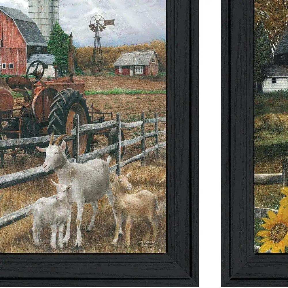 Set Of Two Farm Life Black Framed Print Wall Art - Homeroots - Flyclothing LLC