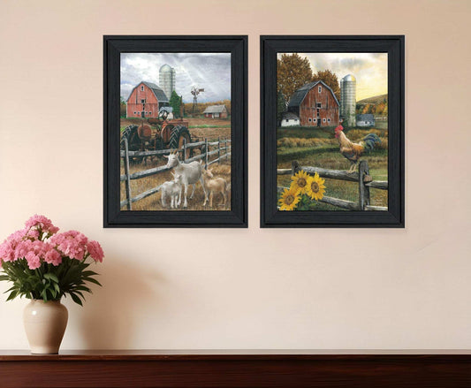 Set Of Two Farm Life Black Framed Print Wall Art - Homeroots - Flyclothing LLC