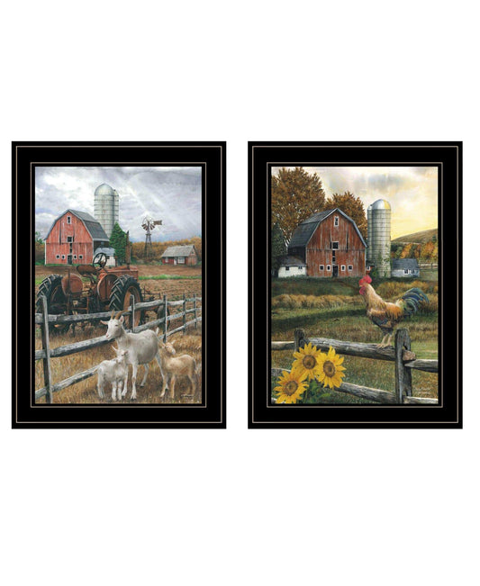 Set Of Two Farm Life Black Framed Print Wall Art - Homeroots - Flyclothing LLC