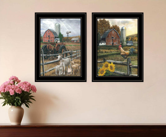 Set Of Two Farm Life Black Framed Print Wall Art - Homeroots - Flyclothing LLC