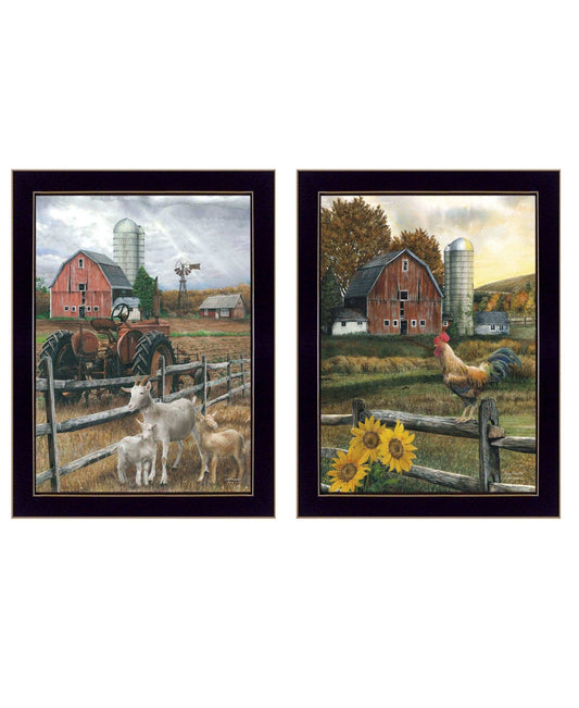 Set Of Two Farm Life Black Framed Print Wall Art - Homeroots - Flyclothing LLC