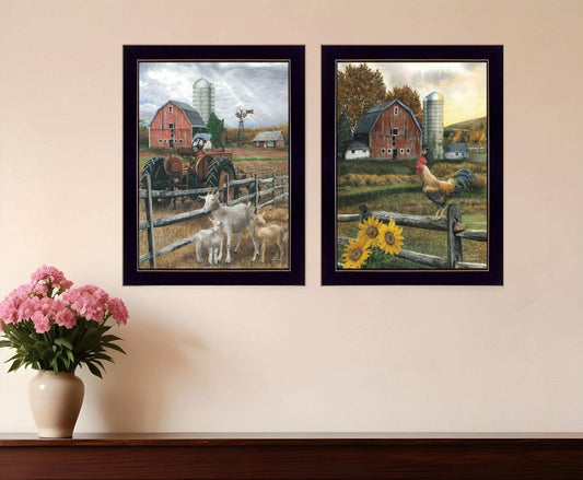 Set Of Two Farm Life Black Framed Print Wall Art - Homeroots - Flyclothing LLC