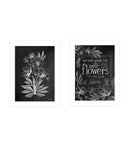 Set Of Two Black and White Flowers in Bloom White Framed Print Wall Art - Homeroots - Flyclothing LLC