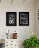 Set Of Two Vintage Flowers in Bloom Black Framed Print Wall Art - Homeroots - Flyclothing LLC