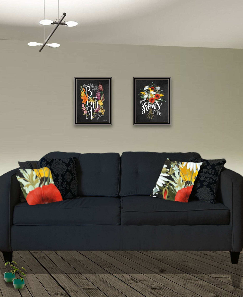 Set Of Two Love Grows Here Black Framed Print Wall Art - Homeroots - Flyclothing LLC