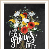 Set Of Two Love Grows Here White Framed Print Wall Art - Homeroots - Flyclothing LLC