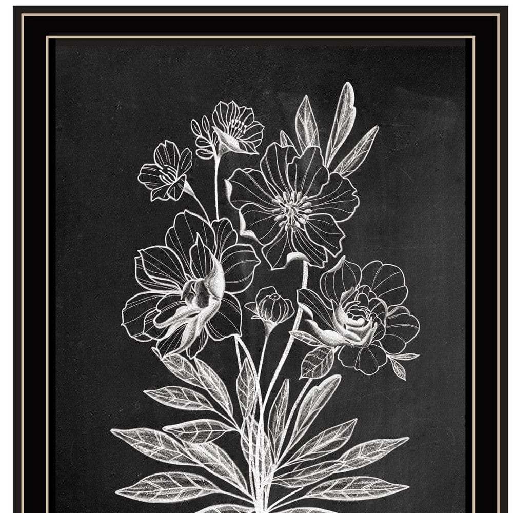 Set Of Two Vintage Chalkboard Blooms Black Framed Print Wall Art - Homeroots - Flyclothing LLC