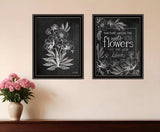 Set Of Two Vintage Chalkboard Blooms Black Framed Print Wall Art - Homeroots - Flyclothing LLC