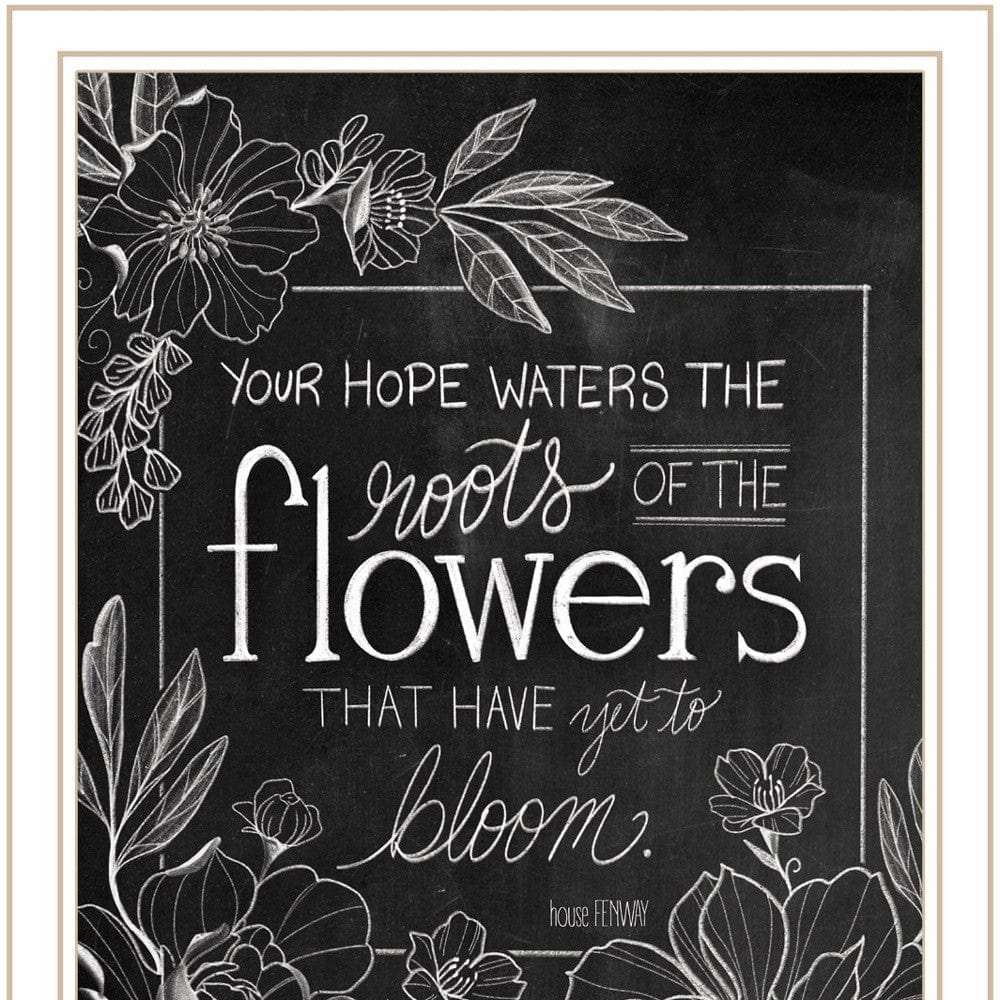 Set Of Two Vintage Chalkboard Blooms White Framed Print Wall Art - Homeroots - Flyclothing LLC