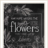 Set Of Two Vintage Chalkboard Blooms White Framed Print Wall Art - Homeroots - Flyclothing LLC