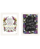 Set Of Two Flowers Make Us Laugh White Framed Print Wall Art - Homeroots - Flyclothing LLC