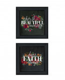 Set Of Two Cherish and Have Faith 1 Black Framed Print Wall Art - Homeroots - Flyclothing LLC