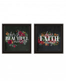 Set Of Two Cherish and Have Faith 2 Black Framed Print Wall Art - Homeroots - Flyclothing LLC