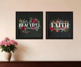 Set Of Two Cherish and Have Faith 2 Black Framed Print Wall Art - Homeroots - Flyclothing LLC