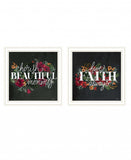 Set Of Two Cherish and Have Faith 3 White Framed Print Wall Art - Homeroots - Flyclothing LLC