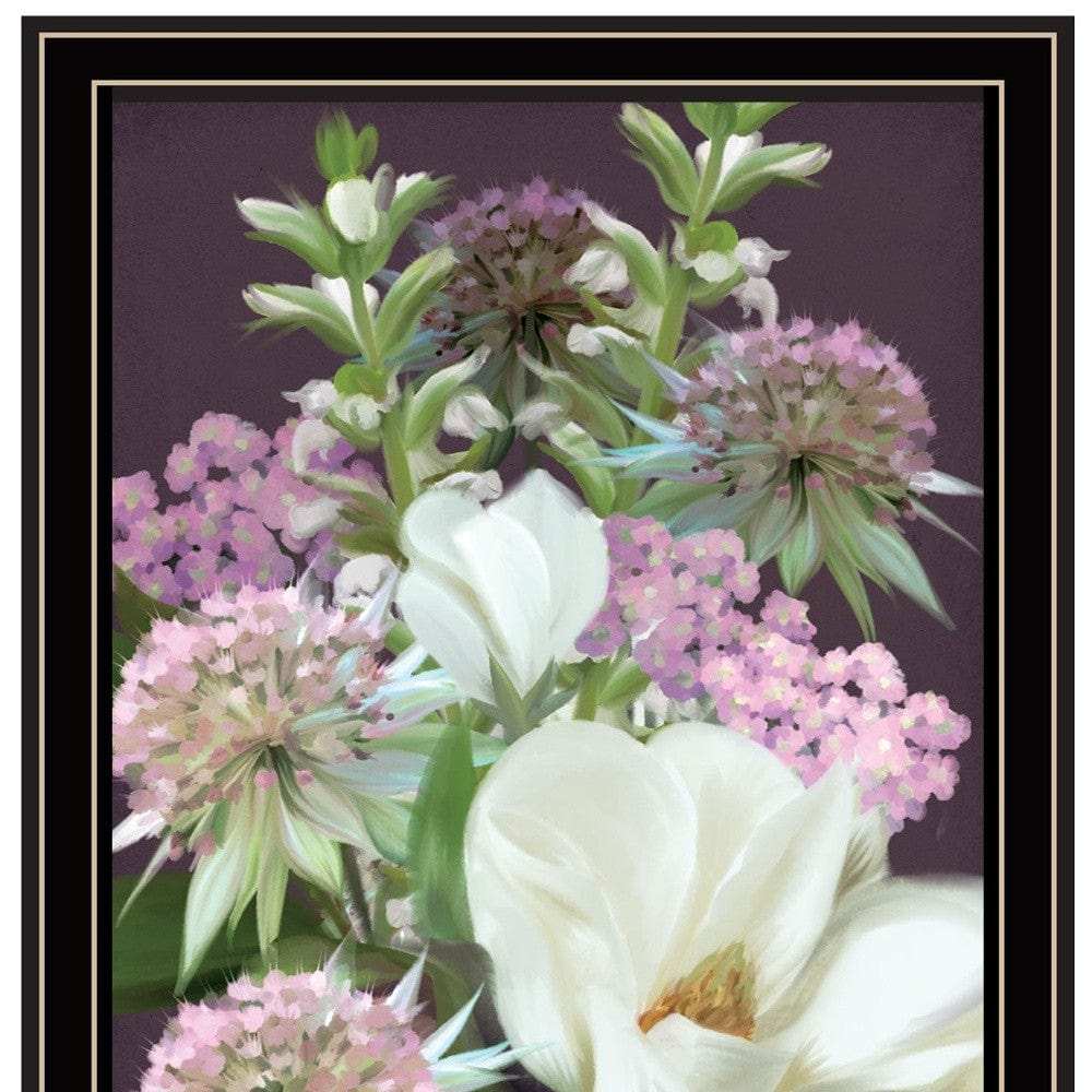 Set Of Two Lilac and Wild Plum Bouquet Black Framed Print Wall Art - Homeroots - Flyclothing LLC