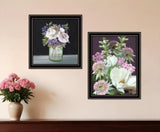 Set Of Two Lilac and Wild Plum Bouquet Black Framed Print Wall Art - Homeroots - Flyclothing LLC