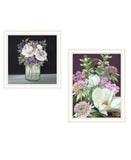 Set Of Two Lilac and Wild Plum Bouquet White Framed Print Wall Art - Homeroots - Flyclothing LLC