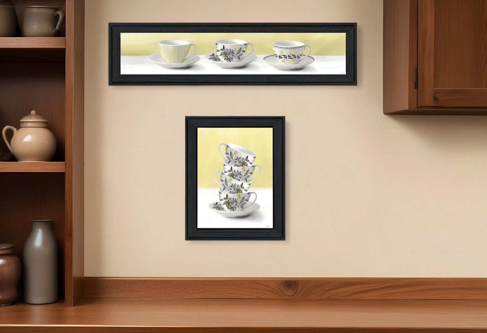 Set Of Two Teacups Black Framed Print Kitchen Wall Art - Homeroots - Flyclothing LLC