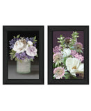 Set Of Two Lilac and Wild Plum Bouquet Black Framed Print Wall Art - Homeroots - Flyclothing LLC