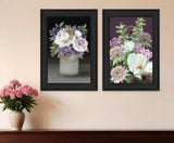Set Of Two Lilac and Wild Plum Bouquet Black Framed Print Wall Art - Homeroots - Flyclothing LLC