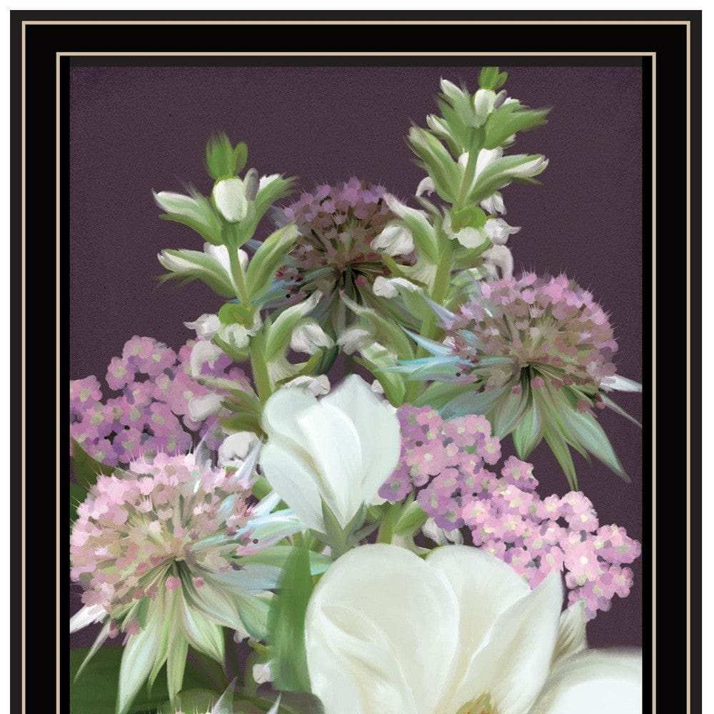 Set Of Two Lilac and Wild Plum Bouquet Black Framed Print Wall Art - Homeroots - Flyclothing LLC