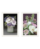 Set Of Two Lilac and Wild Plum Bouquet White Framed Print Wall Art - Homeroots - Flyclothing LLC
