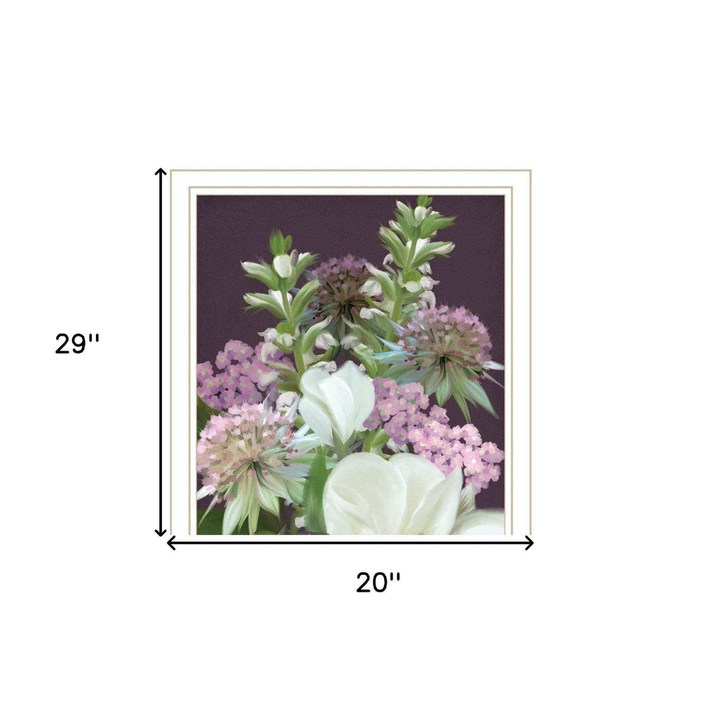 Set Of Two Lilac and Wild Plum Bouquet White Framed Print Wall Art - Homeroots - Flyclothing LLC