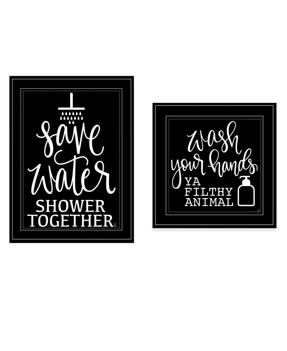 Set Of Two Wash Up Black Framed Print Bathroom Wall Art - Homeroots - Flyclothing LLC