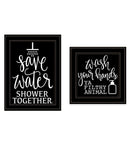 Set Of Two Wash Up Black Framed Print Bathroom Wall Art - Homeroots - Flyclothing LLC