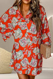 Printed Button Up Three-Quarter Sleeve Shirt Dress - Trendsi - Flyclothing LLC