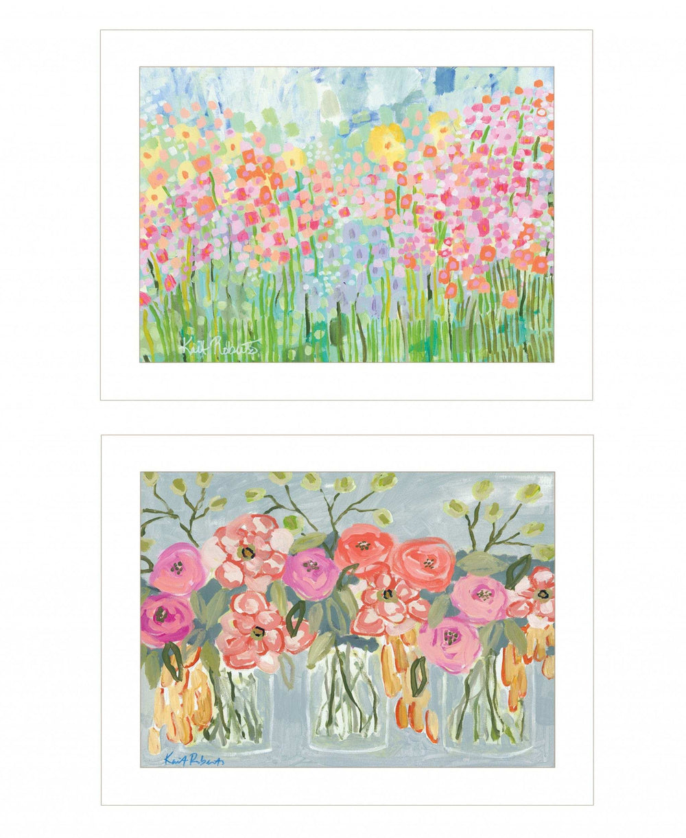 Set Of Two Garden Flowers II 1 White Framed Print Wall Art - Homeroots - Flyclothing LLC