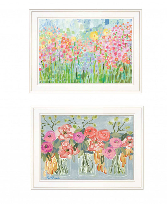 Set Of Two Garden Flowers II 2 White Framed Print Wall Art - Homeroots - Flyclothing LLC