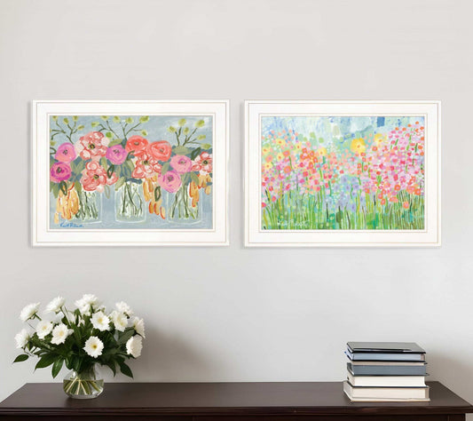 Set Of Two Garden Flowers II 2 White Framed Print Wall Art - Homeroots - Flyclothing LLC