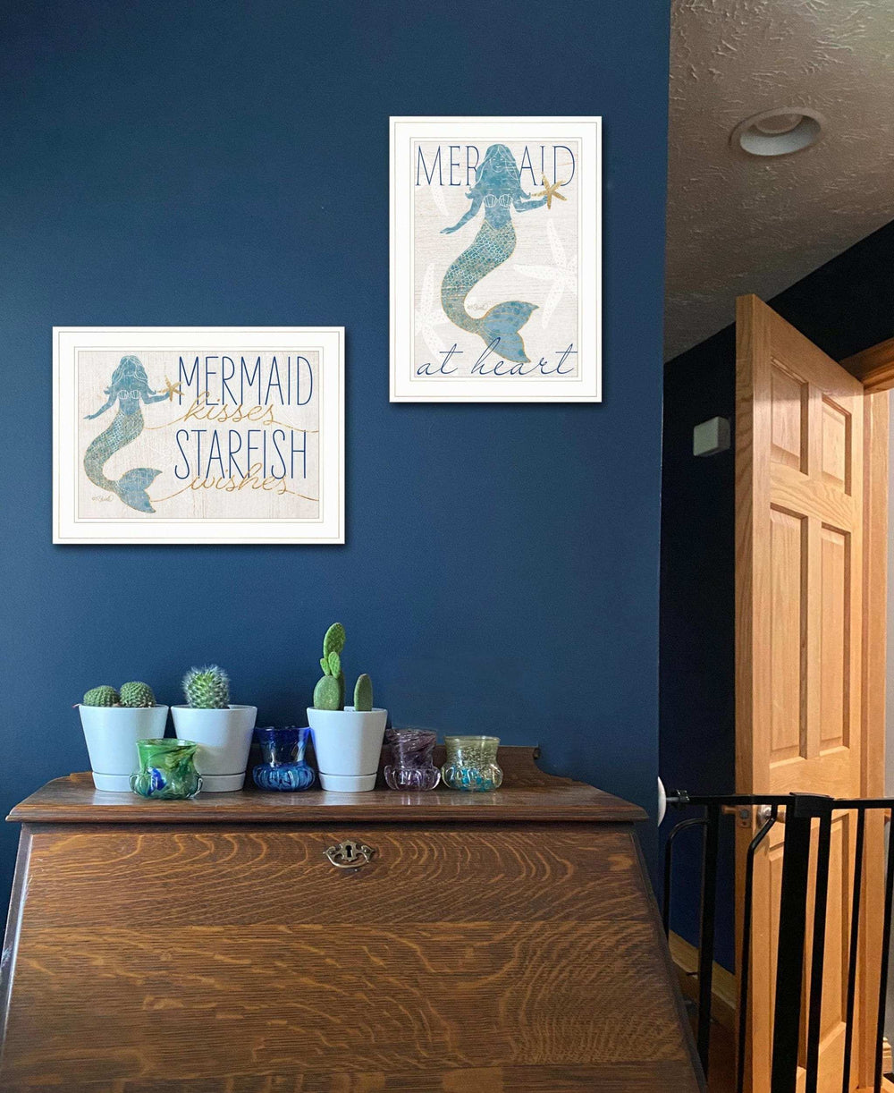 Set Of Two Two Mermaids 2 White Framed Print Wall Art - Homeroots - Flyclothing LLC