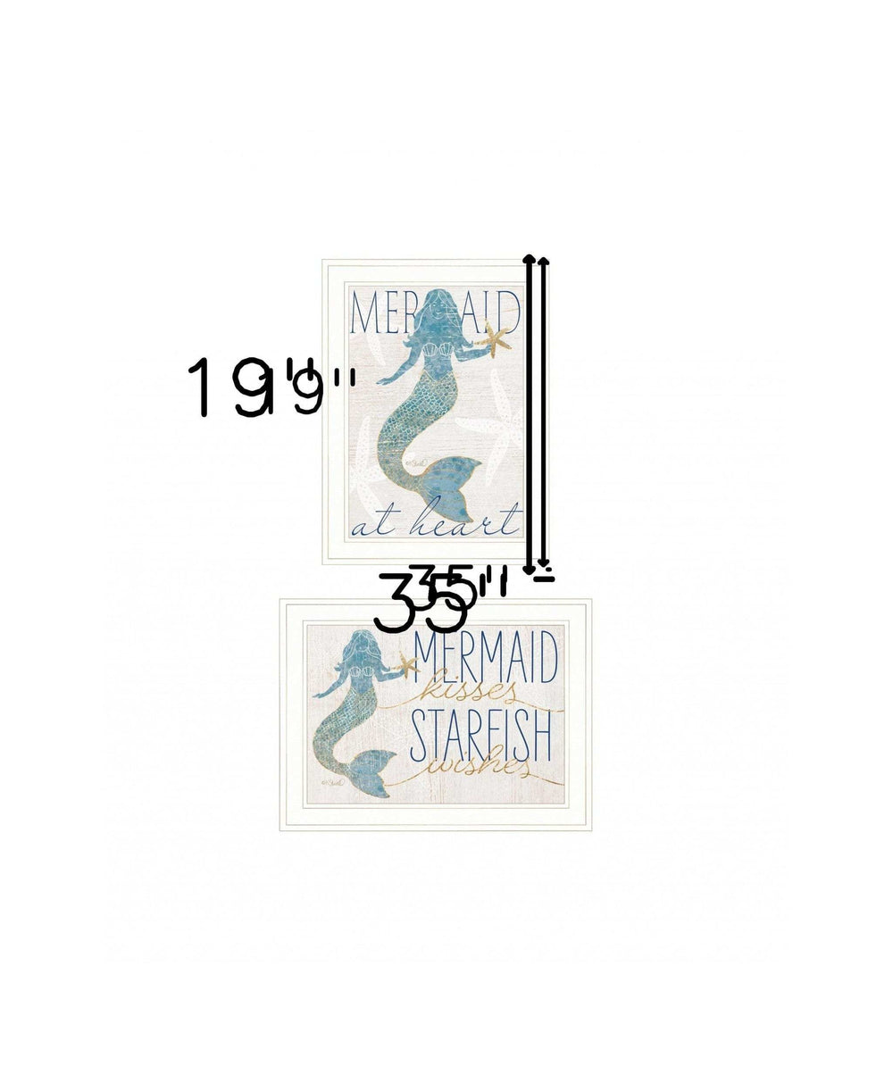 Set Of Two Two Mermaids 2 White Framed Print Wall Art - Homeroots - Flyclothing LLC