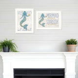 Set Of Two Two Mermaids 2 White Framed Print Wall Art - Homeroots - Flyclothing LLC