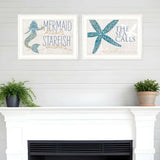 Set Of Two Mermaid Kisses Starfish Wishes 2 White Framed Print Wall Art - Homeroots - Flyclothing LLC