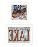 Set Of Two Lake Life is Better 1 White Framed Print Wall Art - Homeroots - Flyclothing LLC