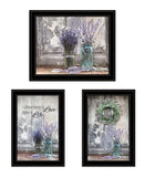 Set Of Three Love Life and Lavender Black Framed Print Wall Art - Homeroots - Flyclothing LLC