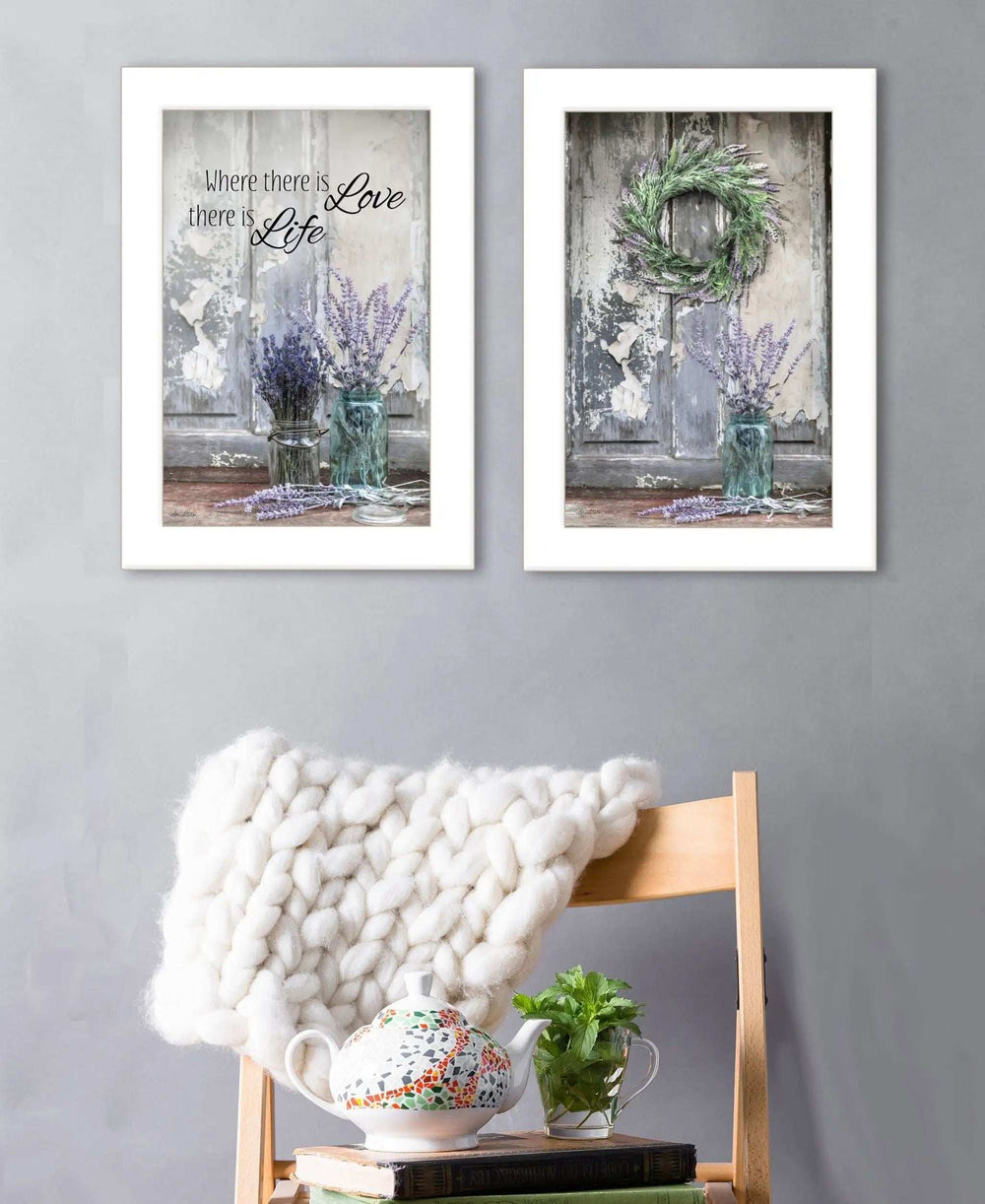 Set Of Two Love and Memories White Framed Print Wall Art - Homeroots - Flyclothing LLC