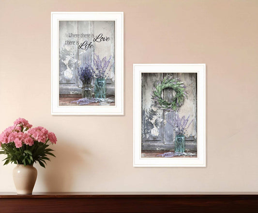 Set Of Two Love and Memories White Framed Print Wall Art - Homeroots - Flyclothing LLC
