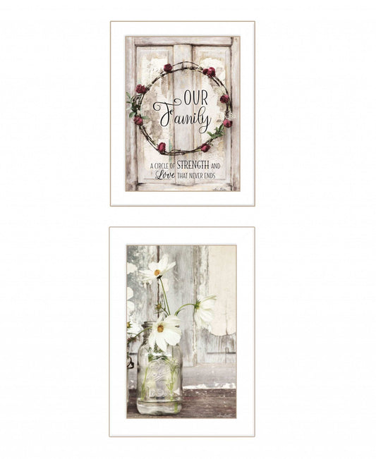 Set Of Two Our Family Blossoms 1 White Framed Print Wall Art - Homeroots - Flyclothing LLC