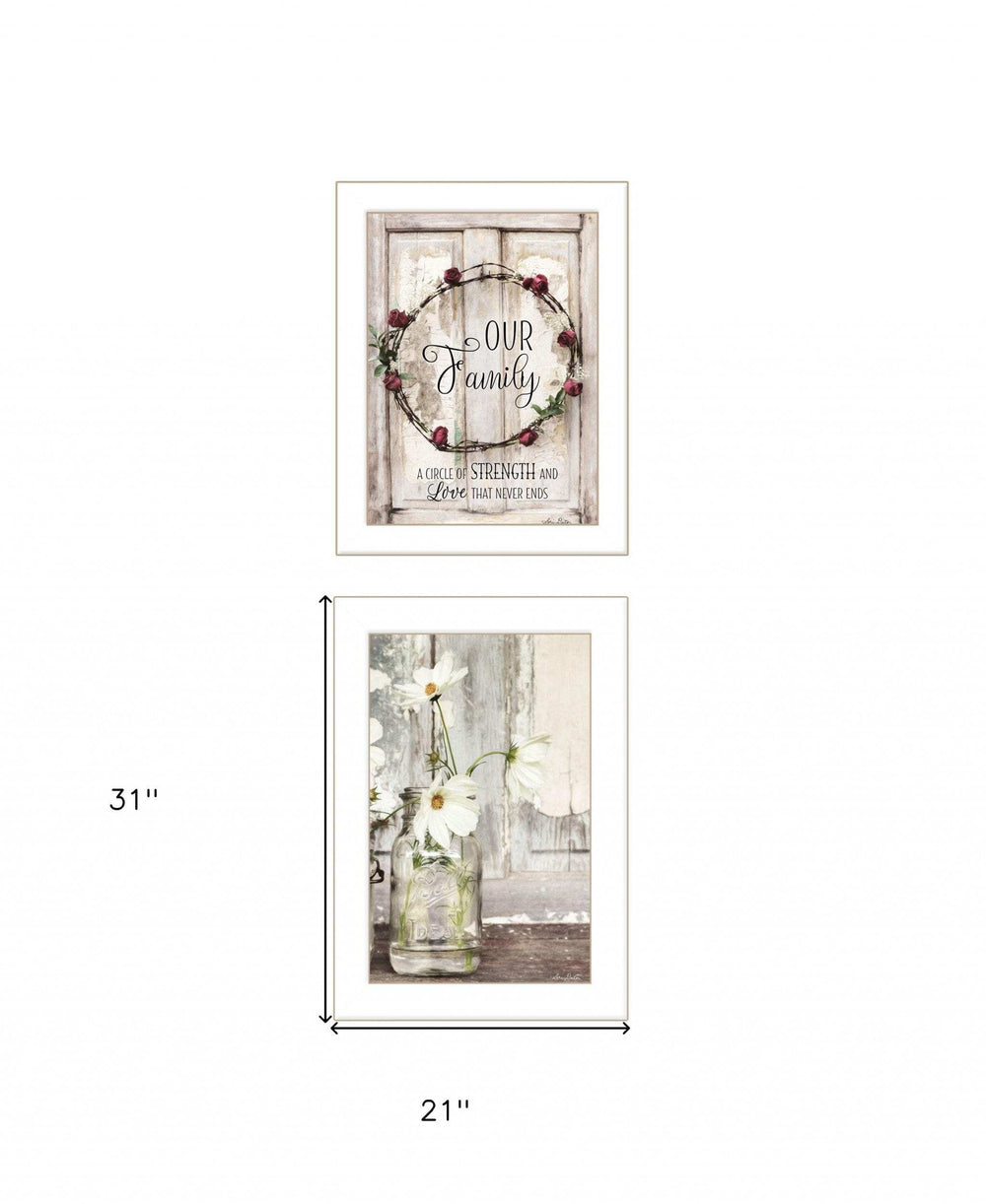 Set Of Two Our Family Blossoms 1 White Framed Print Wall Art - Homeroots - Flyclothing LLC