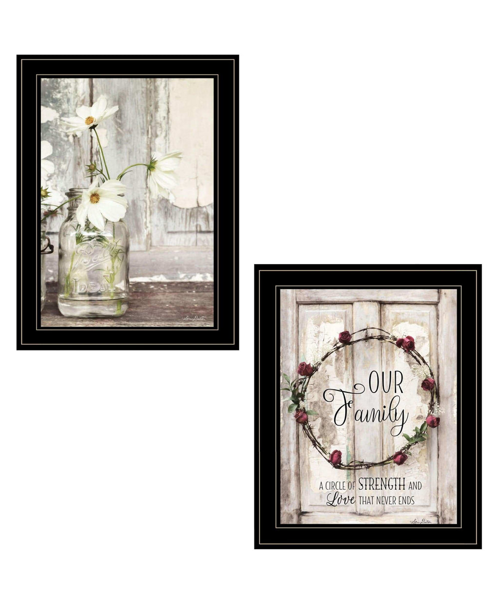 Set Of Two Our Family Blossoms Black Framed Print Wall Art - Homeroots - Flyclothing LLC
