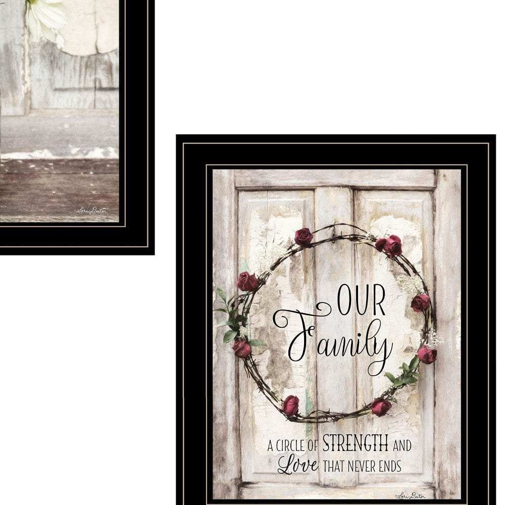Set Of Two Our Family Blossoms Black Framed Print Wall Art - Homeroots - Flyclothing LLC