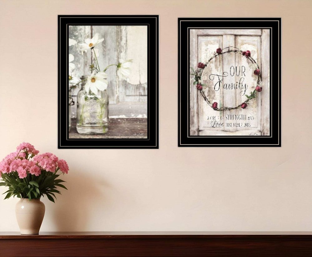 Set Of Two Our Family Blossoms Black Framed Print Wall Art - Homeroots - Flyclothing LLC